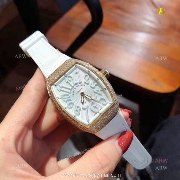 Best Replica Franck Muller Vanguard lady Watches Gold Diamond Case 4