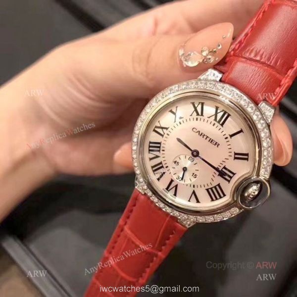 Copy Cartier Ballon Bleu de White MOP Dial Watches 36mm 4