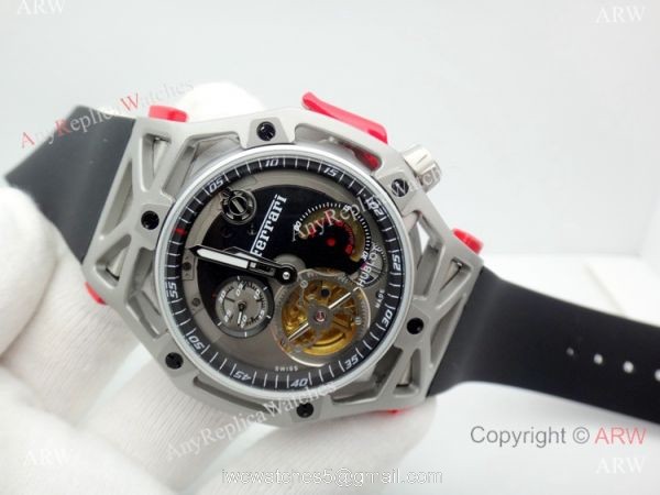 Fake Hublot Techframe Ferrari Tourbillon Titanium Watches 40mm 4