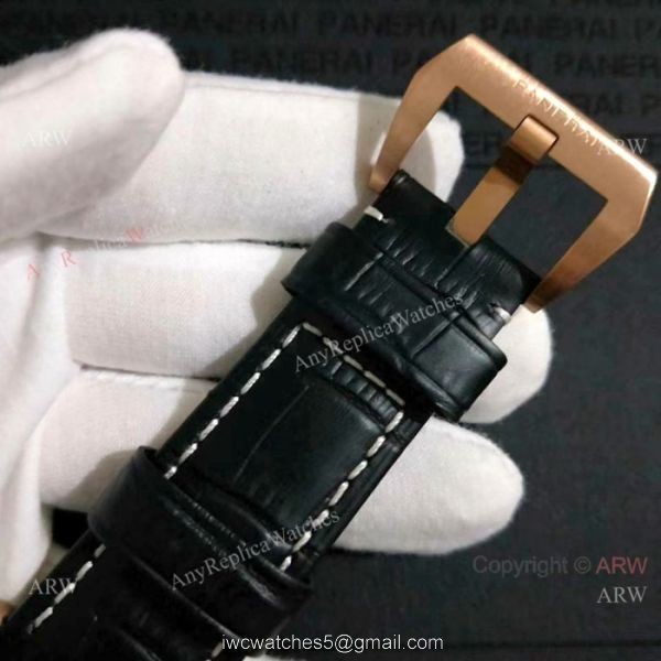 New Replica Panerai Luminor GMT power reserve Watch Rose Gold Green Markers 4