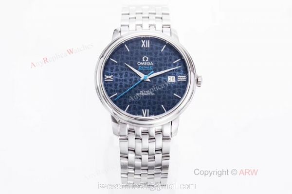 2019 Copy Omega De Ville Prestige Orbis Stainless Steel Blue Dial Swiss 2892 Watch 4