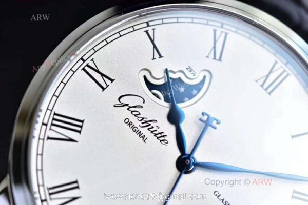 Swiss Replica Glashutte Senator Panorama Date Moon Phase Watch SS White Dial 4