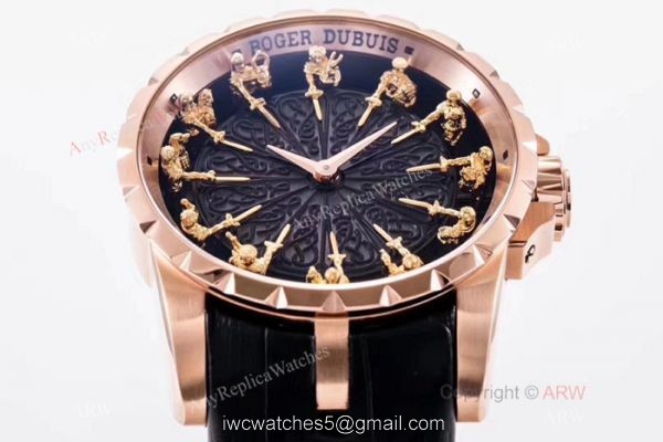 New Replica Roger Dubuis Excalibur Knights Of The Round Table II watch Rose Gold Black Dial 4