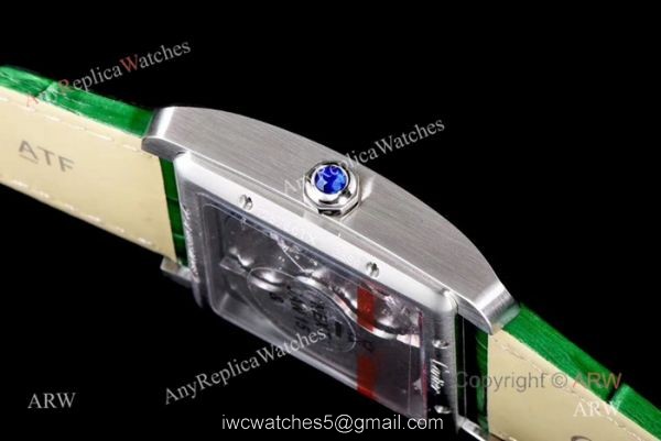 Swiss Grade Cartier Tank 1904MC Mens Watches SS Green Strap 4