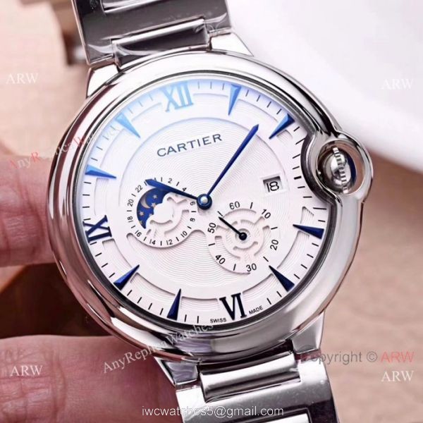 Best Quality Cartier Ballon Bleu De Moon Phase SS Automatic Replica Watch 4