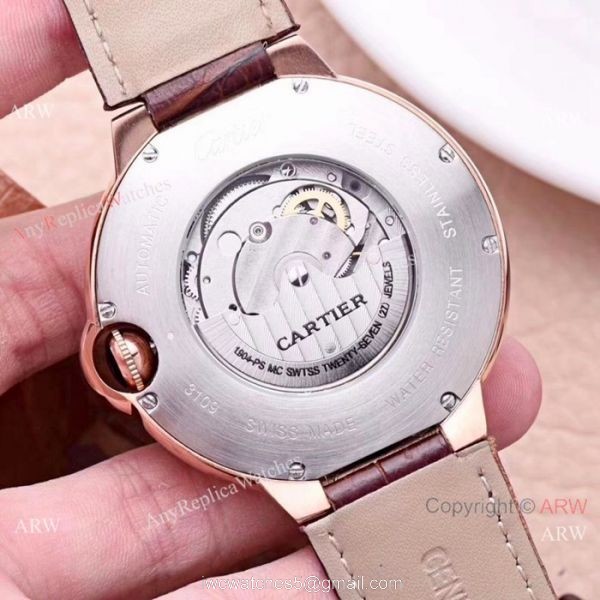 New Style Rose Gold Cartier Ballon Bleu De Moon Phase Automatic Watch 4