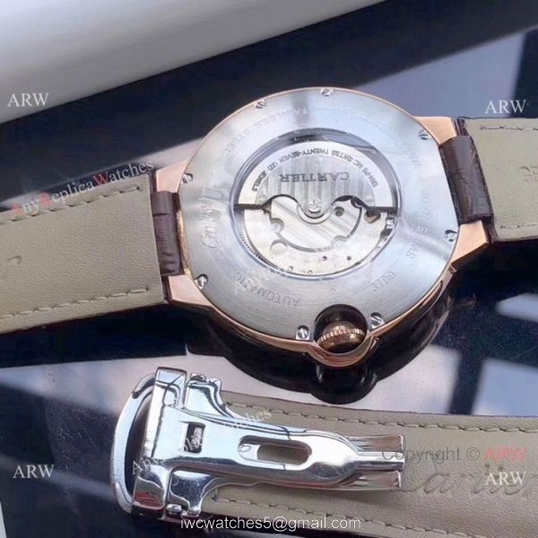 Low Price Cartier Ballon Bleu De Automatic Watches Rose Gold Black Dial 4