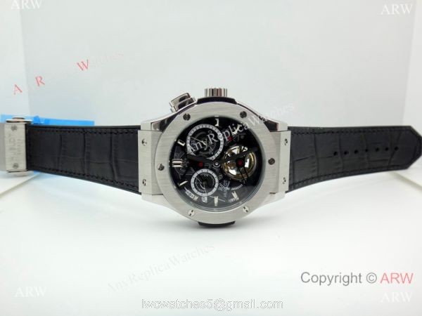 Hublot Tourbillon Skeleton Classic Fusion Watch 45mm SS Black Gummy Band 4
