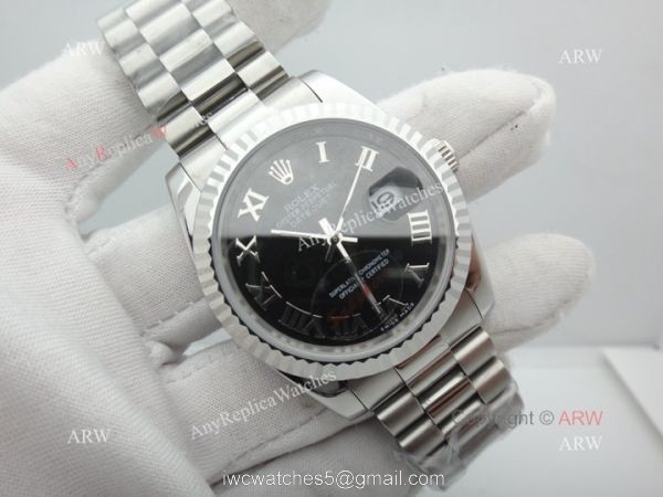 Copy Rolex Datejust Black Face Stainless Steel President Band 4