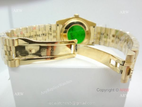 High Quality Replica Diamond Rolex Day Date 34mm Watch Yellow Gold Jubilee Silver Dial 4