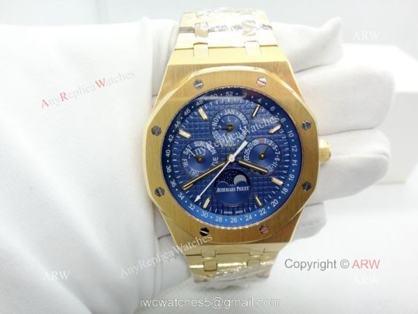 Audemars Piguet Royal Oak Perpetual Calendar Replica Watch Blue Dial Yellow Gold 4