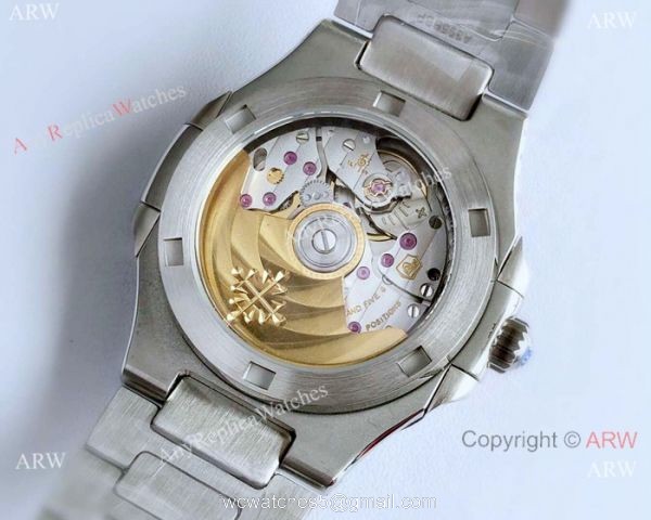 Swiss Copy Patek Philippe Ladies Automatic Nautilus Watch Stainless Steel Blue Dial 4