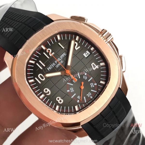 SWISS Copy Patek Philippe Aquanaut Chronograph 5968A Watch Rose Gold Black 4