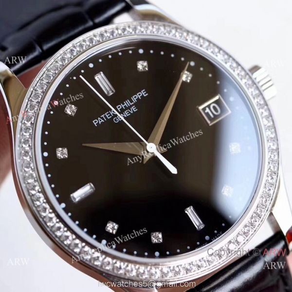Swiss Grade Patek Philippe Calatrava 5296G-010 Copy Watches Black Dial 4