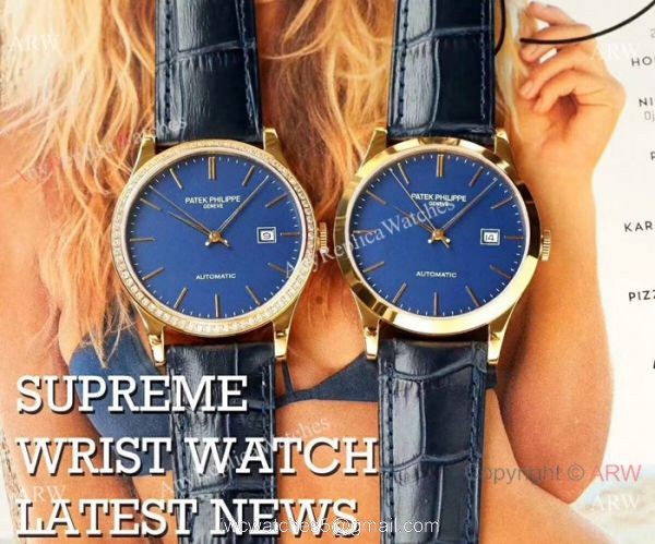 Patek Philippe Automatic Calatrava Watches Gold Case 4