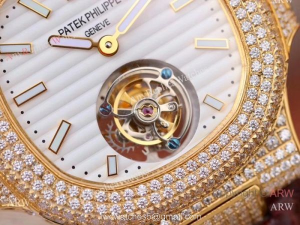 Swiss Copy Patek Philippe Nautilus Jumbo R8 Iced Out Full Diamond Watch 4