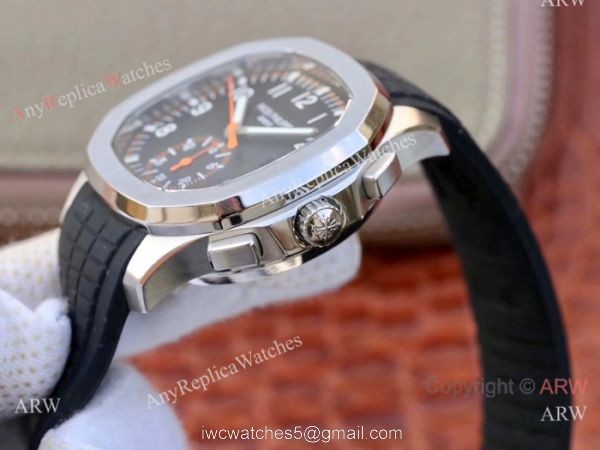 Swiss Replica Patek Philippe 5968A Aquanaut Watch SS Black Chronograph Dial 4