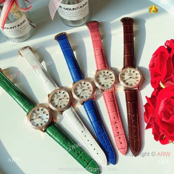 Omega ladymatic Diamond Watches New Replica Omega Watch White Face Rose Gold 4