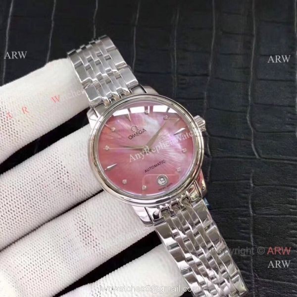 Replica Omega Women Watches Stainless Steel White Mother of Pearl Dial 4