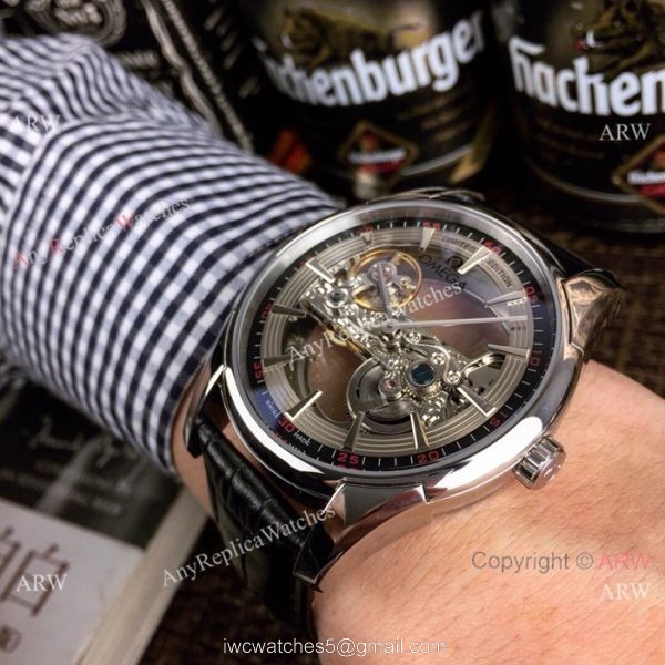 New Style Replica Omega Skeleton Watches Silver Case 42mm 4