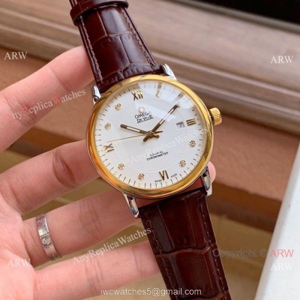 New Style Omega DeVille Automatic Watches Two Tone White Face 4