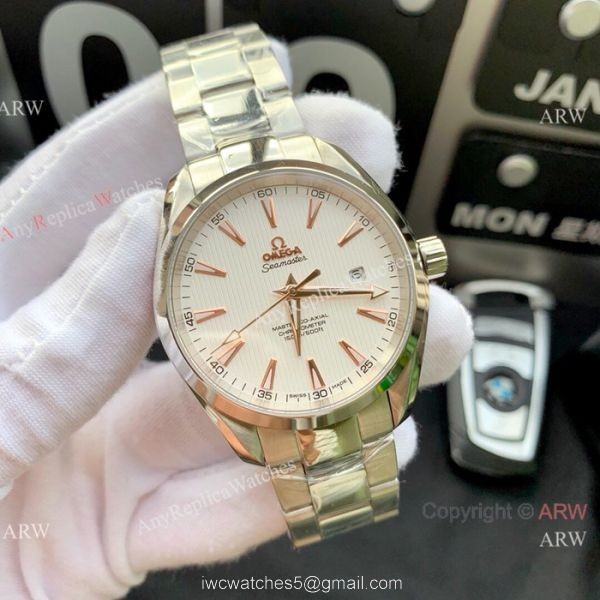 Copy Omega Seamaster Aqua Terra Swiss Citizen 8215 Watches 2-Tone Black Dial 4