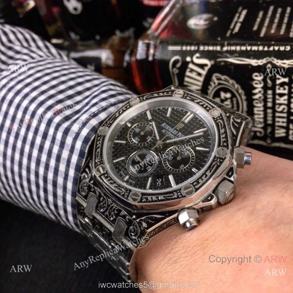 New Copy Audemars Piguet Royal Oak Tattoo Watch White Chronograph Face 4