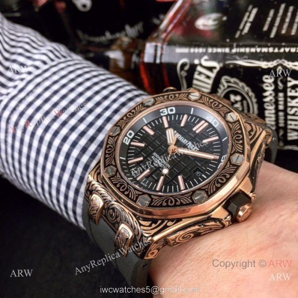 Replica Audemars Piguet Royal Oak Offshore Tattoo Watch SS Black Dial 4