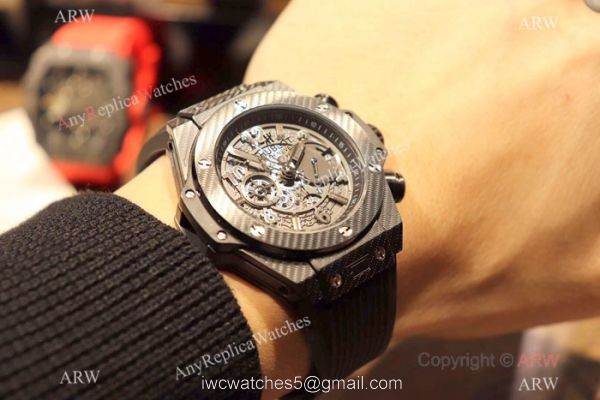 Hublot Big Bang King Chronograph Watch Black Case Rubber Strap 4