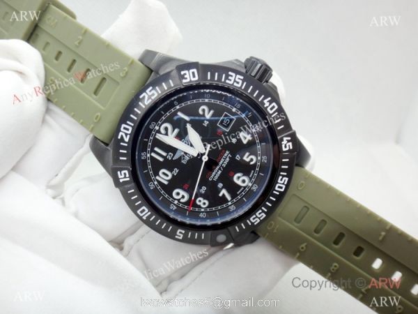 Fake Breitling Colt Skyracer Black Case Green Rubber Band Watch 4