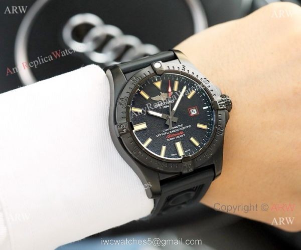Clone Breitling Avenger II Seawolf Watch All Black w/ Yellow Hand 4