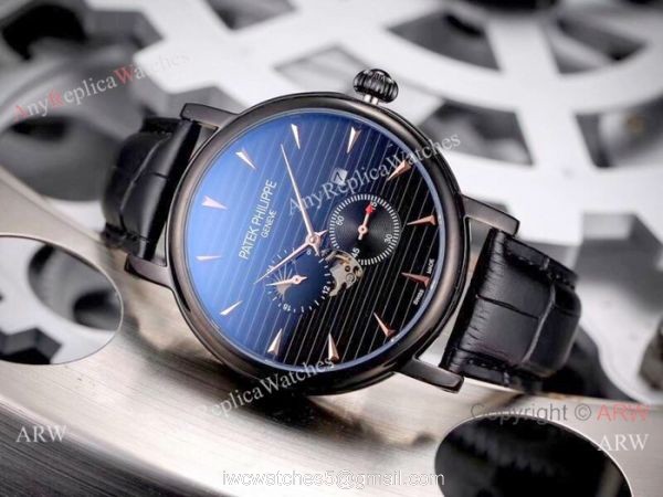 Patek Philippe geneve Calatrava Watch Gold Case Black Face 4