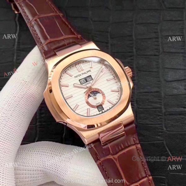 Fake Patek Philippe Nautilus Annual Calendar Rose Gold Watches 4