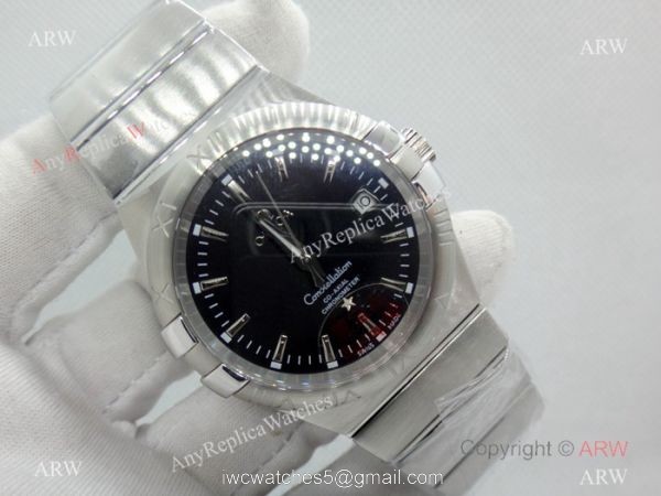 Omega Double Eagle Black Dial Stainless Steel Men Watch Replica 4