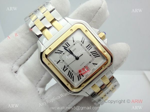 Panthere De Cartier Silver Dial Two Tone Men Watch 38mm 4