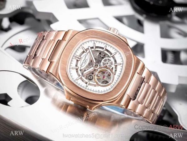 Clone Patek Philippe Skeleton Watches Two Tone Rose Gold 40mm 4