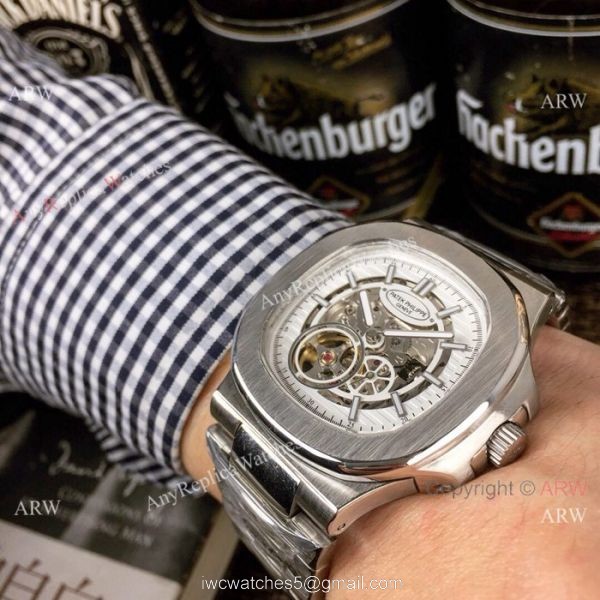 New Patek Philippe Nautilus Ss Silver dial Watch Patek Philippe Skeleton Replica 4