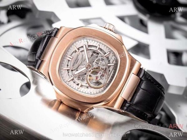 Patek Philippe Nautilus Skeleton Replica watches SS Blue Dial 4