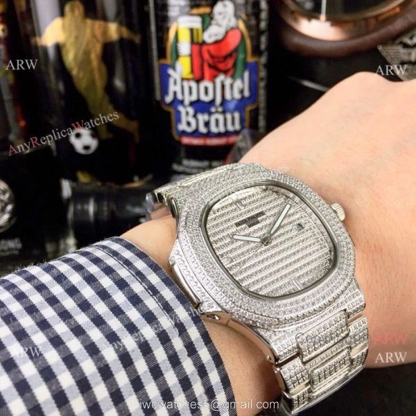 Iced Out Patek Philippe Nautilus Replica watch Quartz Movement 4