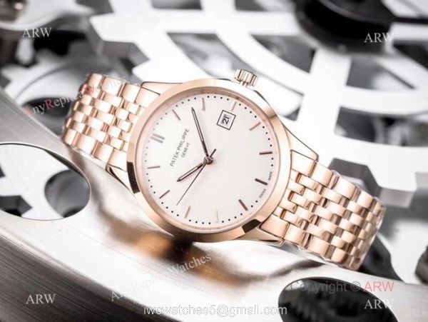 Fake Patek Philippe Calatrava White Dial Stainless Steel Watches 42mm 4