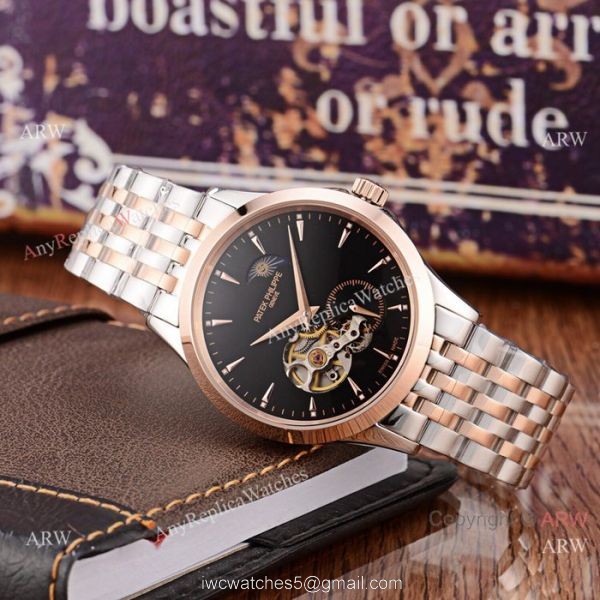 New Style Copy Patek Philippe Moon phase Watch Rose Gold 41mm Case 4
