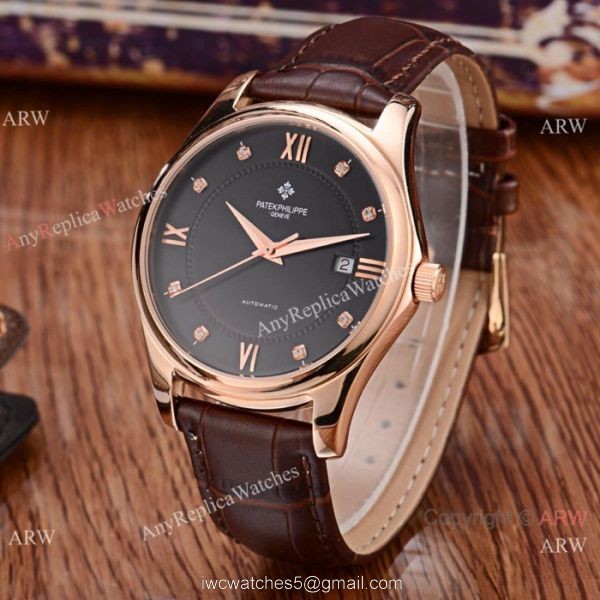 Copy Patek Philippe Calatrava White Face Rose Gold Men Watch Low Price 4