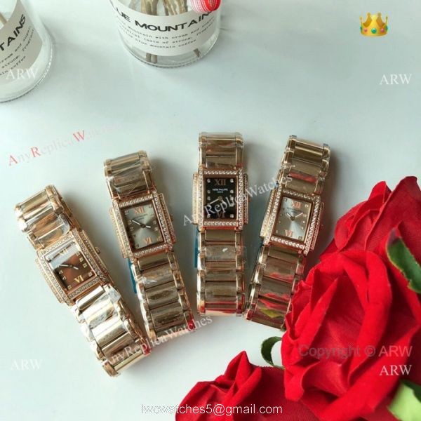 Copy Patek Philippe Twenty-4 Lady Watches Rose Gold Brown Dial -Swiss Quality 4