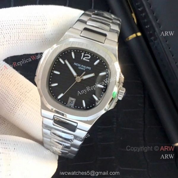 Fake Patek Philippe Nautilus Womens Watches SS Black Face QUARTZ 4