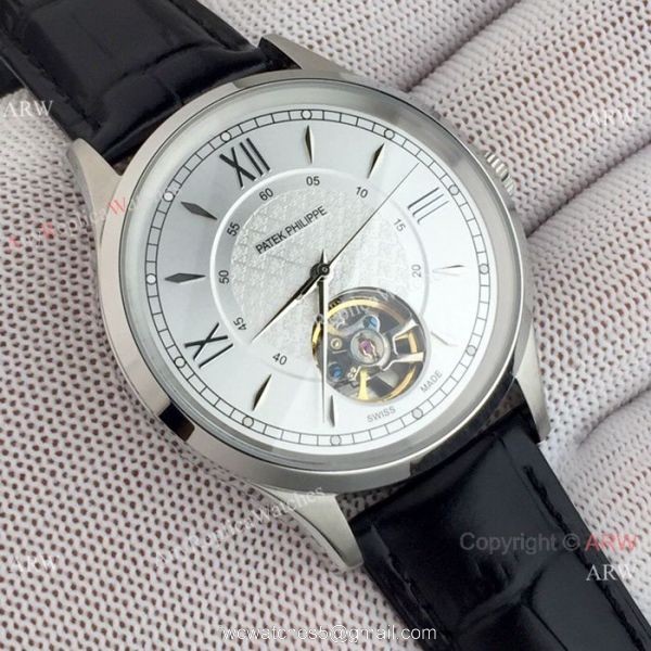 Copy Patek Philippe Tourbillon Men Watch Black Case Red Hand 4