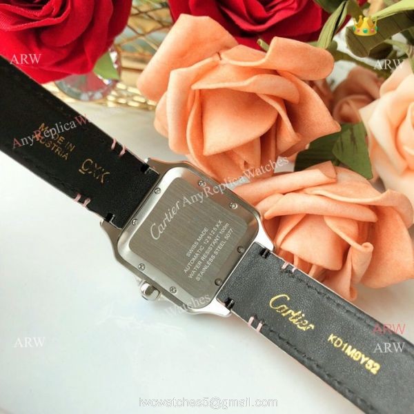 New Style Santos Cartier Watch Lady Pink Leather Strap 4