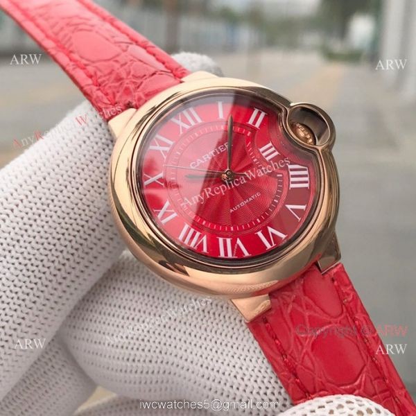 Swiss Quality Replica Cartier Ballon Bleu 33mm Watch SS Pink Dial 4