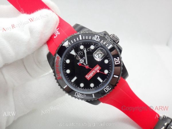 Rolex Supreme limited edition Red Rubber Strap Copy Watch 40mm 4