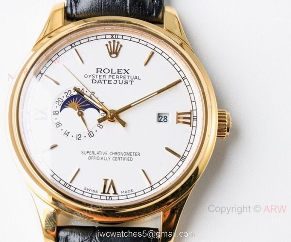 New Copy Rolex Datejust Moonphase Gold Watch Swiss 8217 Movement 4