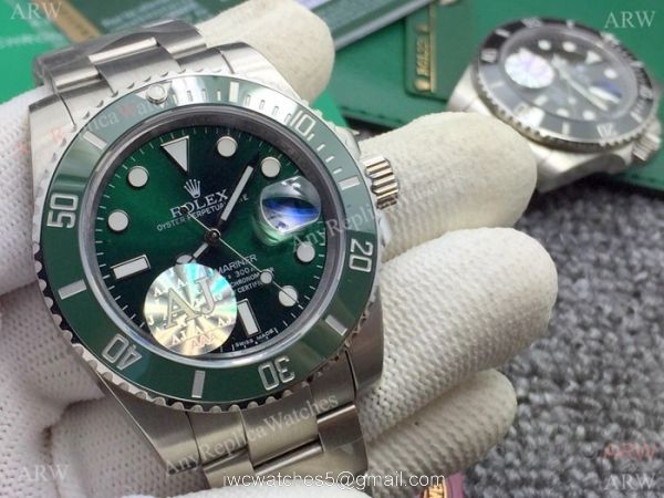 AJ Factory A7 Version Submariner Rolex Hulk Replica Watch Ss Green Ceramic 4